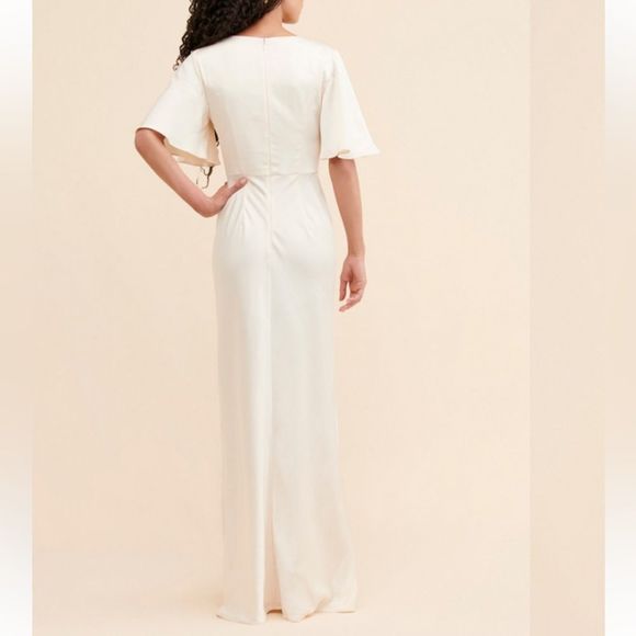 NWOT Anthropologie X Keepsake flutter sleeve column gown - Picture 3 of 7